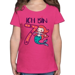 Shirtracer T-Shirt Ich bin sieben Meerjungfrau – 7. Geburtstag – Mädchen Kinder T-Shirt tshirt 7 jahre mädchen rosa 128 (7/8 Jahre)