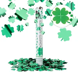 Relaxdays Party Popper Kleeblatt Konfetti 40 cm Grün