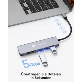 NOVOO USB-C Aluminium Hub 5 Anschlüsse mit PowerDelivery