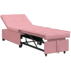 vidaXL Sofa Bett 3-in-1 Ausziehbares Design Rosa Velours