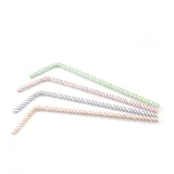 Mank Trinkhalm aus Papier FSC®, farblich sortiert, Streifen, flexibel, Ø 6 mm / 24 cm, 200 Stück