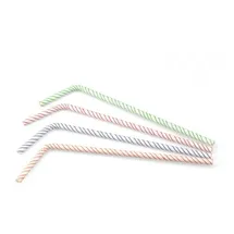 Mank Trinkhalm aus Papier FSC®, farblich sortiert, Streifen, flexibel, Ø 6 mm / 24 cm, 200 Stück
