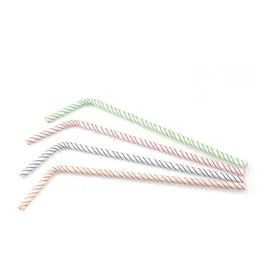 Mank Trinkhalm aus Papier FSC®, farblich sortiert, Streifen, flexibel, Ø 6 mm / 24 cm, 200 Stück