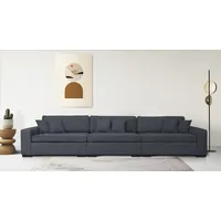 3-Sitzer GUIDO MARIA KRETSCHMER HOME & LIVING "Skara XXL" Sofas Gr. B/H/T: 400cm x 86cm x 130cm, Struktur weich, blau (graublau) Lounge-Sofa XXL mit Federkern-Polsterung, in vielen Bezugsvarianten