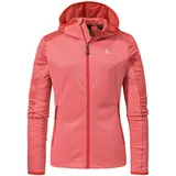 Schöffel Damen Fleece Hoody Svardalen L, schnell trocknende Fleecejacke mit Kapuze, funktionaler Outdoor Hoody, mit Reißverschluss-Taschen und elastischem Saum, clasping rose, 42