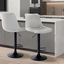 CLP 2er Set Barhocker Toni Samt I Höhenverstellbarer Barstuhl Mit Metallgestell I Thekenhocker Mit Integrierter Fußstütze