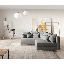 DeLife Ecksofa Clovis Grau Flachgewebe Ottomane Links modular - Grau