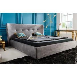 Riess-Ambiente Doppelbett FLORENZ 180x200cm grau Samt Kingsize Polsterbett