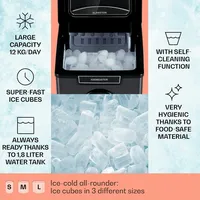 Klarstein Icemeister 2G Eiswürfelmaschine 12kg/24h LC-Display Edelstahl Schwarz-Metallic