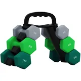 SPORTNOW Hanteln Set 6 Kurzhanteln mit Klappbarem Hantelständer, 2 x 1kg, 2 x 3kg, 2 x 5kg Hanteln, Kugelhantel für Fitness, Gymnastik, Zuhause