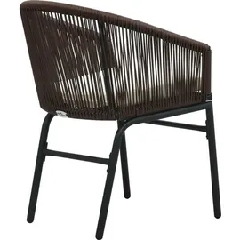 vidaXL Bistro Set mit Kissen PVC Rattan 3-tlg. braun