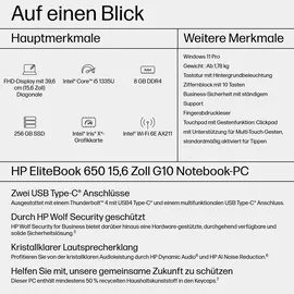 HP EliteBook 650 G10 Intel Core i5-1335U 8 GB RAM 256 GB SSD
