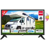 RCA RD24H2CU Fernseher 24 Zoll (TV 60 cm) mit eingebautem DVD Player für Wohnmobile und Wohnwagen 12V KFZ-Adapter, Dolby Audio, Triple Tuner DVB-C... - Schwarz