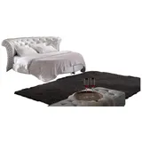 JVmoebel Bett, Chesterfield Rundbett Bett Rundes Bett Leder Polster Ehe Designer weiß