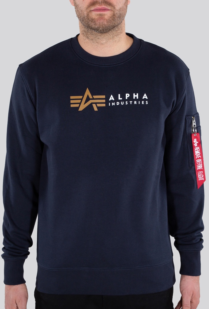 Alpha Industries Label Pullover, blauw, S Voorman