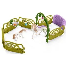 Schleich Bayala Glitzerndes Blütenhaus mit Einhörnern, See und Stall 42445