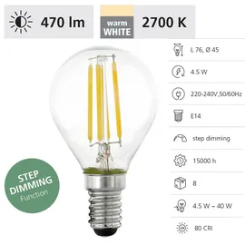 EGLO 110183 LED E14 Leuchtmittel 1x4,5W Ø45mm 3-step dimming warmweiss dimmbar