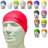 AQASKIN - 1 Stück - Professionelle bi-elastische Silikon-Badekappen - Schwimmbad, Wassergymnastik, Wassersport - Erwachsene und Kinder. (Fluoreszierendes Fuchsia)