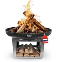 HEAT Outdoor Living Feuerschale Fresvik Ø80 cm – Feuerstelle mit Holzablage für den Garten – Robuste Feuerschale aus Stahl – Gartenofen & Terrassenofen - 80x80x50 cm