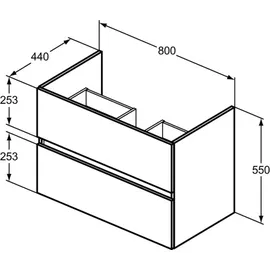 Ideal Standard Eurovit+ Waschtischunterschrank, 2 Auszüge, R0263WG,
