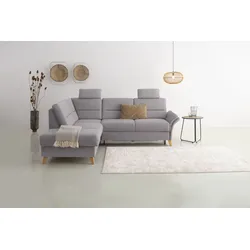 Ecksofa HOME AFFAIRE "Westerland L-Form", silber, B:238cm H:90cm T:213cm, 100% Polyester, Sofas, Federkern-Polsterung, wahlweise mit Bettfunktion, Bettkasten