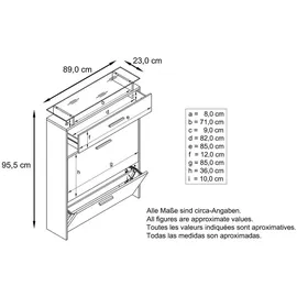 Vladon Malea 89 x 96 x 23 cm hängend mit Schublade und Glasablage braun matt