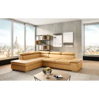 Ecksofa SIT & MORE "Valentine, L-Form, Armteil- & Kopfteilverstellung", gelb (curry), B:272cm H:73cm T:226cm, NaturLEDER, Spannstoff, Sofas, optional mit Bettfunktion, Ottomane links oder rechts, NaturLEDER, Topseller