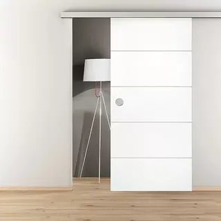Diamond Doors Schiebetür-Komplettset Linea 40 4-Linien Holz  (935 x 2.058 mm, Weiß, Wabe)