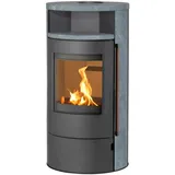 H&M Germany Kamin-Ofen München Max Style Guss-Grau Natur-Stein Holz