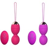 Xuomt Silikon Vibrator Analkugeln Vibratoren Beckenbodentrainer für Frauen mit Vibrationsfernbedienung 3 in 1 Design Beckenbodentrainer Vaginalmuskulatur Training Sex Spielzeug Für Paare Frauen (Rot)