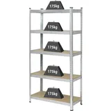 TOOLCRAFT Schwerlastregal 175 kg (B x H x T) 900 x 1800 x 400 mm Metall, MDF galvanisch veredelt Verzinkt, Silber