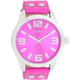 Oozoo Basic Line Armbanduhr C1074 Lederband Neonpink 47 mm