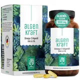 NATURTREU® Omega 3 Vegan aus Algenöl – 1000mg Omega 3 Algenöl aus nachhaltigen Kulturen - Mikroalgenöl hochdosiert DHA & EPA im optimalen Verhältnis - Omega 3 Kapseln - Laborgeprüft