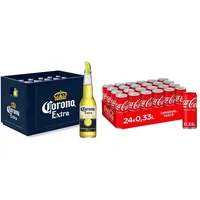 Corona Extra Premium Lager Flaschenbier 24 x 0.355 l) & Coca-Cola Classic, Pure Erfrischung mit unverwechselbarem Coke Geschmack in stylischem Kultdesign, EINWEG Dose (24 x 330 ml)