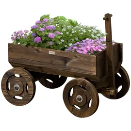 Outsunny Hochbeet im Holzwagen-Design 120 x 53 x 55 cm Verkohlt