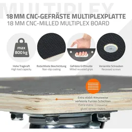 ECD Germany Transportroller 60x80 cm bis 800 kg Siebdruckplatte PP-Räder Rollbrett Möbelroller Transporthilfe für Umzug Möbel-Transport