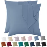 Vielit Kissenbezug 80x80 Blau Weich Kopfkissenbezug 80x80 2er Set Mikrofaser Kissenbezüge 80x80 Pillowcase Deko Kissenhülle Für Kissen 80x80 Öko-Zertifikat Resistent Hypoallergen