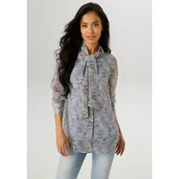 Aniston SELECTED Langarmbluse mit Schluppe und minimalen Blümchenmuster - NEUE KOLLEKTION, beige