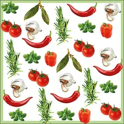 Ambiente 20 Servietten Papier 33x33cm 3-lagig - hochwertige Einweg Papierservietten Gemüse Kräuter Motiv - Partyservietten mediterran - Tischdeko Küche Sommer