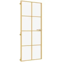 vidaXL Innentür Schlank Golden 93x201,5 cm Hartglas und Aluminium