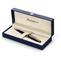 Waterman Carène Black Sea Kugelschreiber | hochglänzend Schwarz mit Clip aus 23-karätigem Gold | mittlere Schreibspitze | blaue Tinte | Geschenkbox