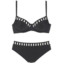 LASCANA Bügel-Bikini Damen Schwarz/Weiß/Goldfarben 44 Cup F