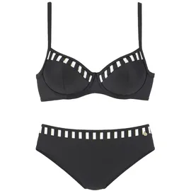 LASCANA Bügel-Bikini Damen Schwarz/Weiß/Goldfarben 44 Cup F