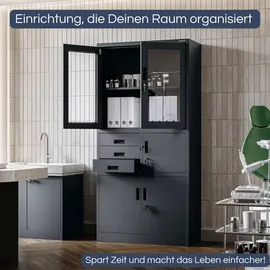 Jan Nowak Vitrinenschrank GEDO 185 x 90 x 40 cm Anthrazit