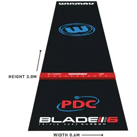 WINMAU Pro Zone Precision Dartmatte 300 x 60 cm schwarz/blau/rot