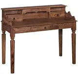 KADIMA DESIGN Schreibtisch Massivholz Sheesham, Sekretär 115 x 100 x 60 cm mit 3 Schubladen, Konsolentisch im Landhaus-Stil - Braun