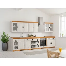 OTTO home Unterschrank OTTO HOME "Rügen", weiß (weiß, honig), B:80cm H:88cm T:60cm, Massivholz, Schränke, Unterschrank, Breite 80 cm, Kiefer massiv, Schubkästen mit Glaseinsatz