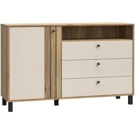 Forte Sideboard "Killarney", beige (mauvella eiche, sand), B:138,1cm H:87cm T:42cm, Dekorfolie, MDF, Metall, Spanplatte, Sideboards, Sideboard, Stauraum, Soft Close, Metallgriffe
