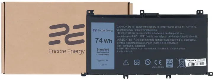 Nowa bateria Encore Energy do Dell 74Wh 11.1V 6600mAh 357F9