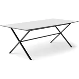 Hammel Furniture Esstisch HAMMEL FURNITURE "Meza Designtisch mit Auszugsfunktion und 2 Einlegeplatten", weiß (weiß, schwarz, weiß), B:210cm H:74cm T:100cm, Tischplatte: Weiss Laminat (schwarzer Rand), Gestell: Pulverbeschichtetes schwarzes Metall, RAL9005 matt., Tische